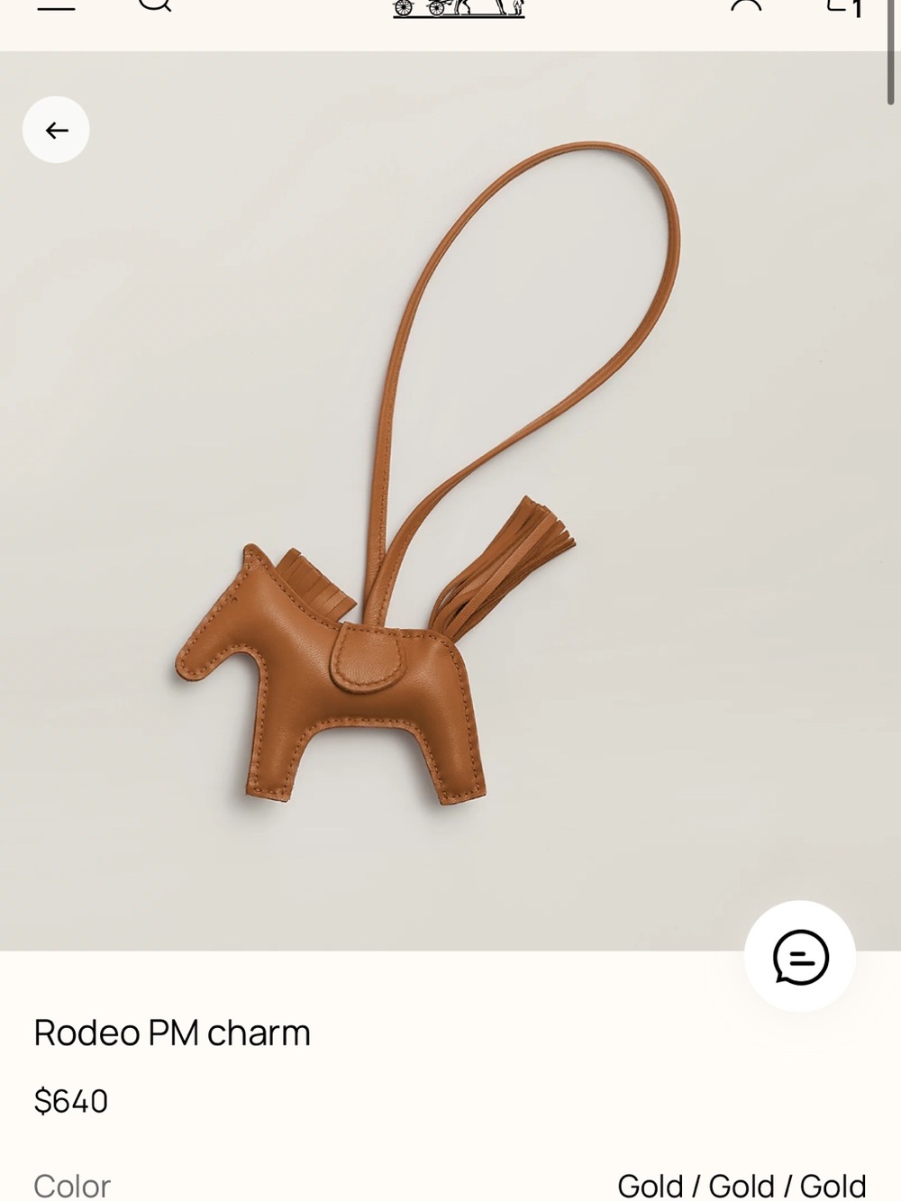 Hermes Rodeo PM Charm in Tan
